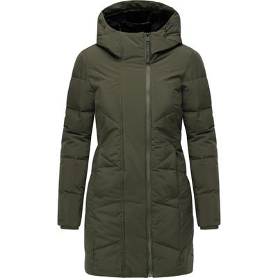 Steppmantel RAGWEAR "Pevilla YOUMODO", Damen, Gr. 6XL (52), grün (olivgrün), Obermaterial: 100% Polyester. Innenfutter: 100% Polyester. Wattierung: 100% Polyester, tailliert Po-bedeckend, eng Strickbündchen, Mäntel Steppmantel, Wasserdichter Damen...
