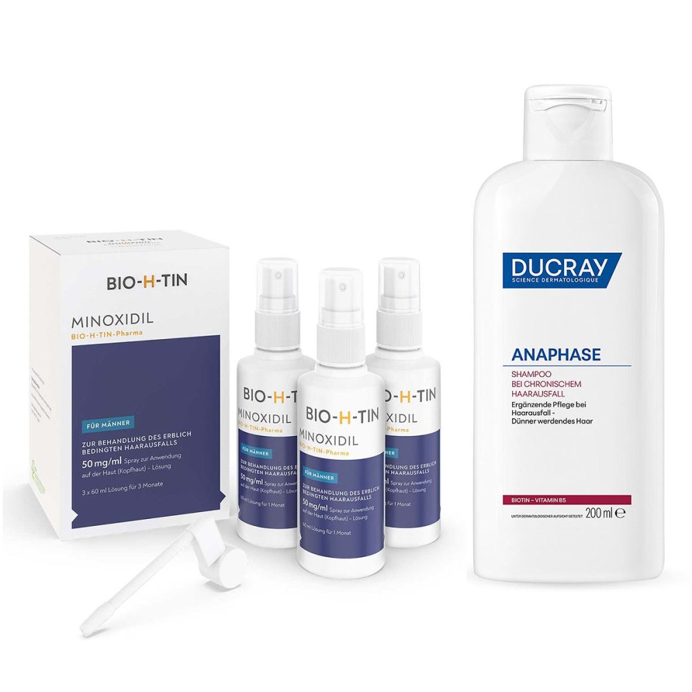 Minoxidil Männer Bio-h-tin® 50mg/ml(3x60ml) + Anaphase Shampoo 08107521