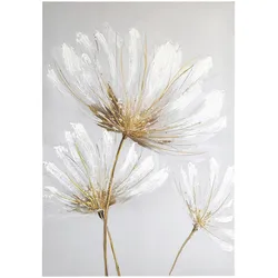 Leinwandbild Whisperbloom Weiß/Goldfarben ca. 70x100cm