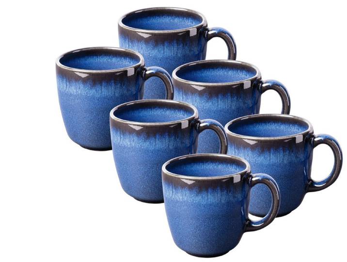 like. by Villeroy & Boch Geschirr-Set Lave bleu Kaffeeobertasse 0,19l Set6, Steingut