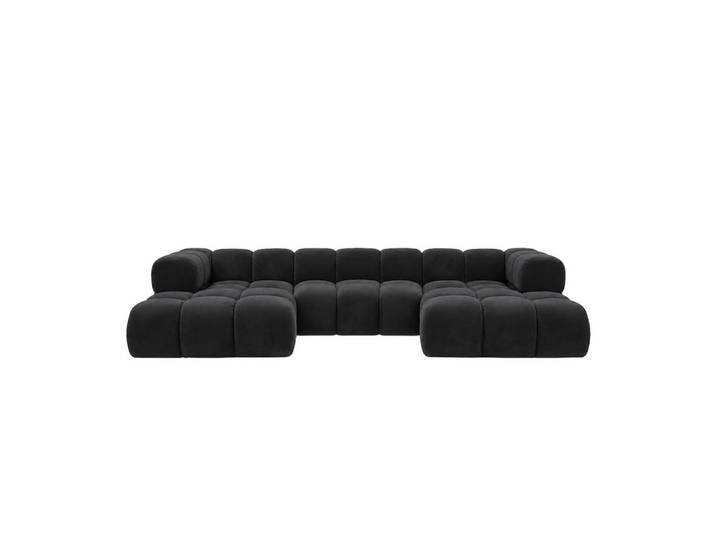 Kaiser Möbel Ecksofa U-Form, Veloursstoff Bluvel, Schwarz, Averro U, Holz, 360x70x150 cm, Wohnzimmer, Sofas & Couches, Wohnlandschaften, Wohnlandschaften in U-Form