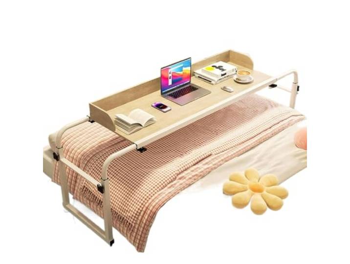 UMEXIDRA Betttisch aus MDF-Stahl Mehrfarbiges Nutzungsszenario: höhenverstellbarer Rollschreibtisch for Bett und Büro(Black)