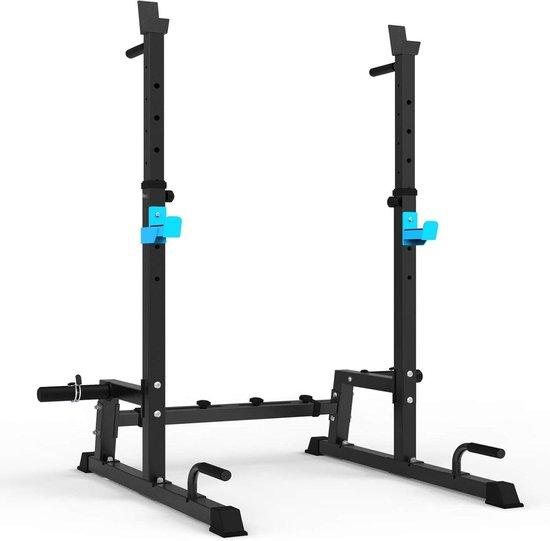 Halterstange - Kniebeugenstange, Dip-Station - Krafttraining zu Hause - Höhenverstellbar - Max. 200 kg - Schwarz