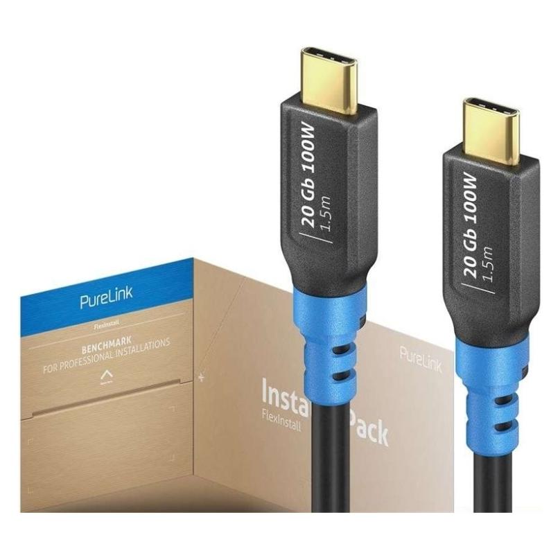 Purelink FlexInstall USB-C auf USB-C Kabel USB4 Gen2x2 20Gbps 100W 1.50m - Installer Pack 20 stk. (1.50 m, USB 4, 100 W) (FI-U400-015-PCK)