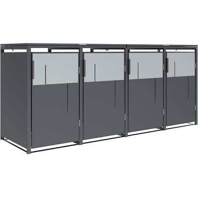 Mülltonnenbox WESTMANN "Tonus 4", schwarz-weiß (anthrazit), B:265cm H:116cm T:80cm, Stahl, Aufbewahrungsboxen, BxTxH: 265x80x116 cm, für 4x240 L Mülltonnen