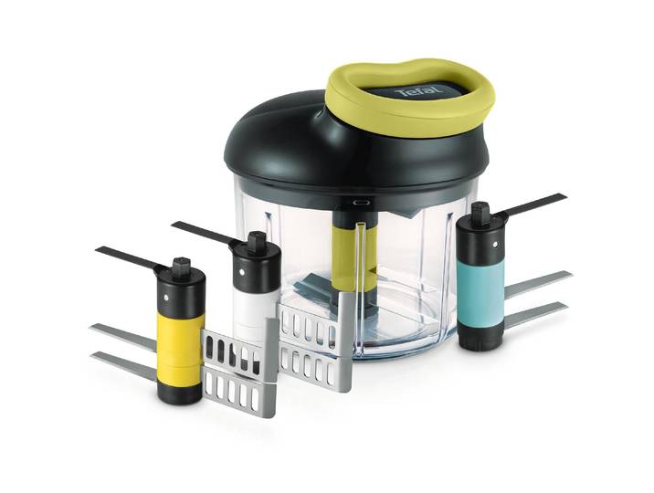 TEFAL Gemüsehacker Ingenio mit 4 Einsätzen , silber (schwarz, silberfarben, transparent), B:14cm H:15,5cm T:20,5cm, Zerkleinerer, Gemüsehacker