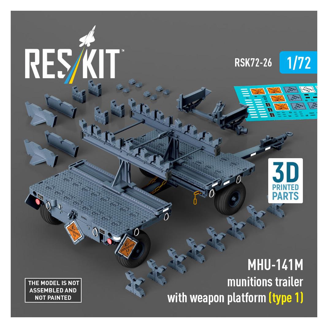 ResKit MHU-141M munitions trailer with weapon platform (type 1) (3D Printed model kit) (RSK72-0026)