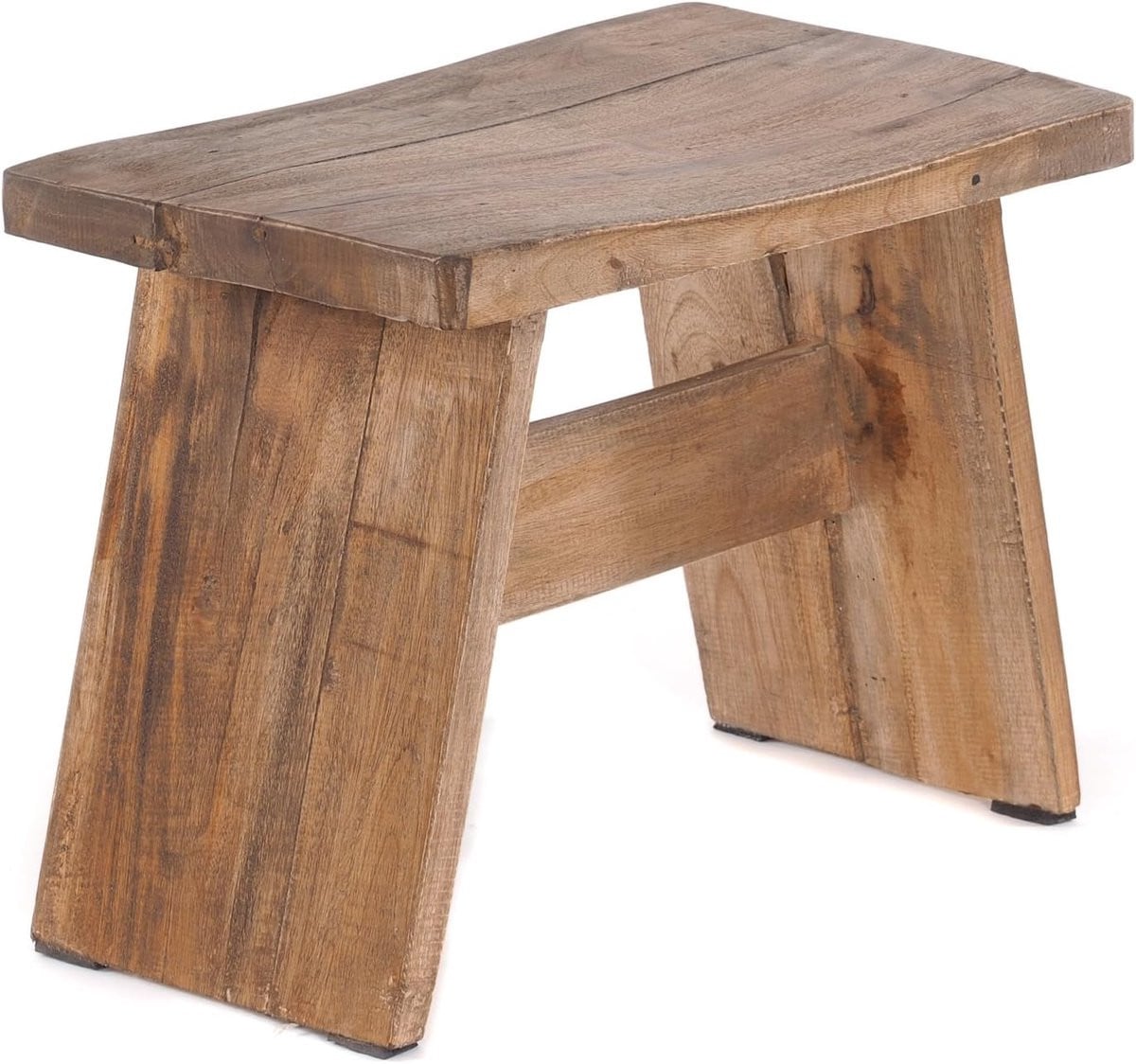 Houten Voetenbank Krukje Decoratie Natuurlijk Bruin Hoogte: 31 cm