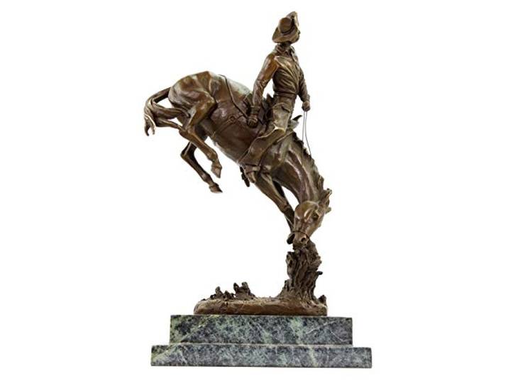 Kunst & Ambiente The Outlaw - Limitierte Pferdestatue - signiert Frederic Remington - Reiterskulptur - Cowboy - Wilder Westen - USA - Impressionismus - Bronze - Braun