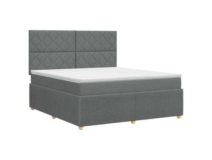KTHLBRH Boxspringbett mit Matratze dunkelgrau 140 x 190 cm Taschenfedern, verstellbares Kopfteil, Polyesterfüllung, Schaumstoffauflage, Kiefer, Massivholz