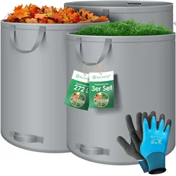KESSER® Gartensack Set Laubsack Gartenabfallsack inkl. Handschuhe - Selbststehend 4 Griffe Stabil Robust & Faltbar - Laubsäcke Rasenschnitt Gartensäcke für Gartenabfälle Grünschnitt
