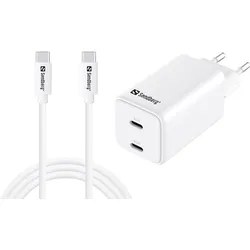 SANDBERG AC Charger USB-C PD65W + USB-C Kabel 1.5m weiß