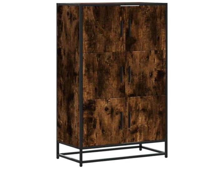 KGHFDVB Highboard Räuchereiche 68x35x106,5 cm Holzwerkstoff Metall 3 Fächer, Ergonomische Griffe, Stabil, Langlebig, Mit Wandhalterung