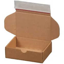 VEPATIM 20x Versandkarton 140x101x43mm MODULBOX 1 mit Selbstklebeverschluss & Aufreißfaden braun