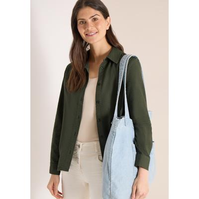 Hemdbluse CECIL, Damen, Gr. XXL (46), grün (khaki), Web, 75% Baumwolle, 25% Modal, unifarben, klassisch normal, Bündchen, Blusen Hemdbluse, in Blusen-Optik