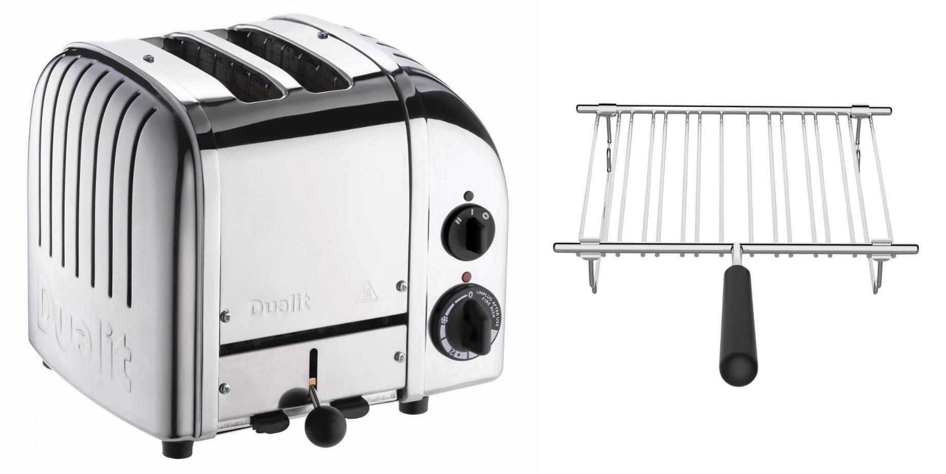 Dualit Toaster Paket 1, 2er Toaster mit Brötchenaufsatz poliertes Metall