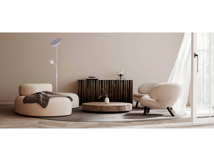 Lampadaire LED 26 x 180 x 43cm Blanc/Blanc fer, laqué acrylique LED Module LED