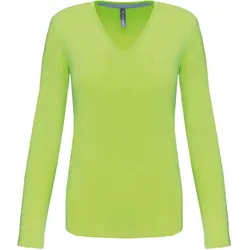 Kariban Damen V-Ausschnitt T-Shirt langarm K382
