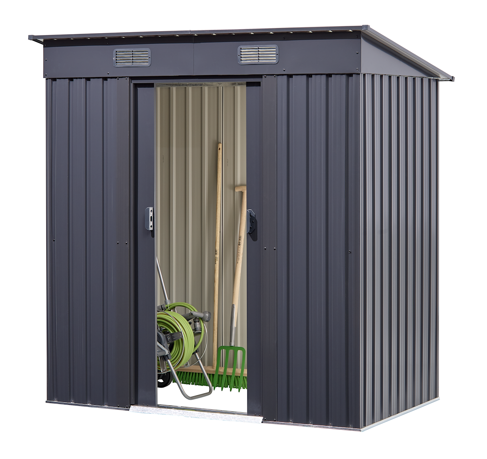 JUNGELMAR Gerätehaus mit Pultdach I 195x121x196cm, anthrazit 16930853