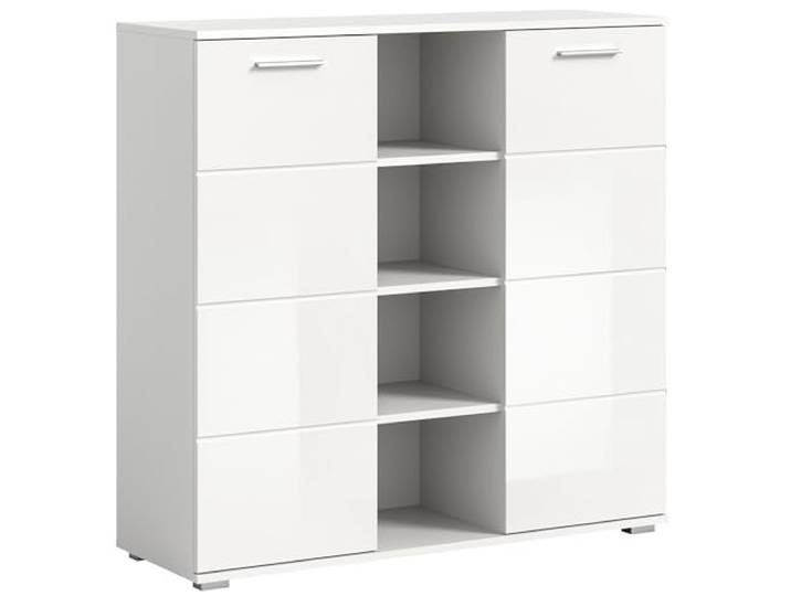 Newroom Kommode Weiß Hochglanz Sideboard mit offenem Fach Wohnzimmer