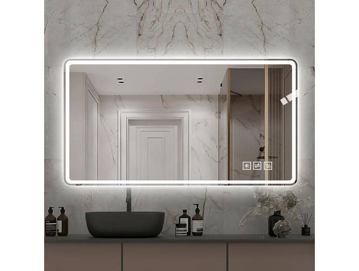 Miroir LED - ZEVKOR - 100×60 cm - Sans cadre - Anti-buée - Intensité réglable