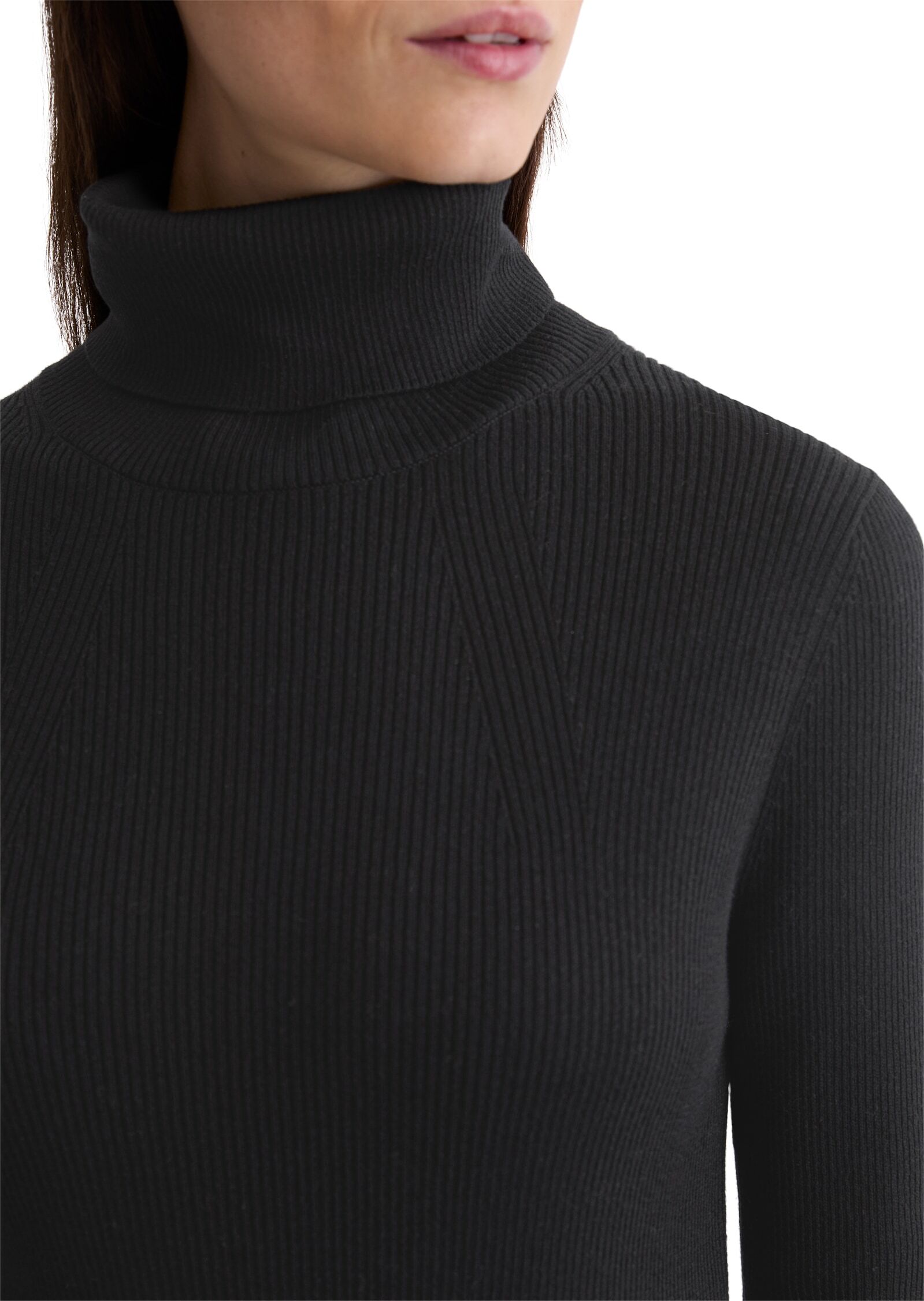Marc O' Polo Rollkragenpullover MARC O'POLO, Damen, Gr. XS, schwarz, Obermaterial: 100% Baumwolle, slim fit normal, Pullover Rollkragenpullover, slim aus Organic Cotton schwarz XS