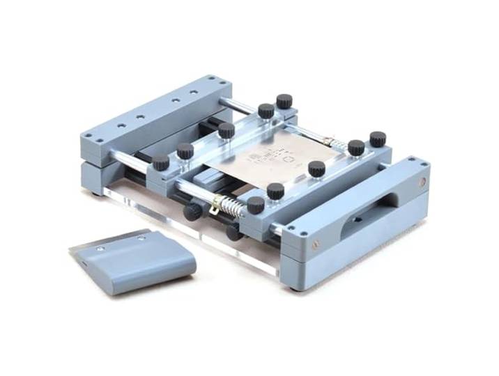 DOJBK Kleine SMT-Siebdruckstation Aus Stahlgewebe, Manueller Lötpastendrucktisch, Funktion Zum Festziehen Der Stahlplatte, Mit 80 Mm Breitem Schaber, Für Die Präzise Leiterplattenmontage