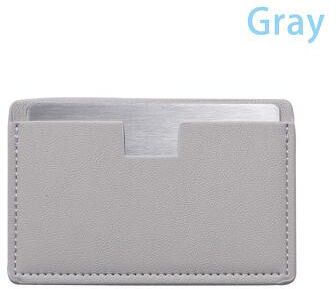 Fusion Finds Portable Pocket Makeup Mirror With PU Leather Sleeve Unbreakable Stainless Steel Compact Mirror For Travel gray