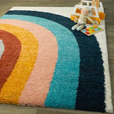 Balta Rugs Mod-Tod Amelia Rainbow Print Shag Kids Area Rug