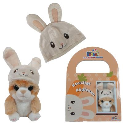 Kuscheltier HEUNEC "Katze 13 cm mit Hasenmütze", beige, Plüschfiguren, KinderH:13cm, Polyester, Kuscheltier, H:13cm