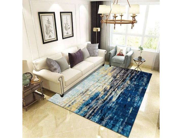 Tapis Salon - Grande Taille Tapis Moderne - Geometrie - 120x160cm - Multicolore - Bleu - Synthétique