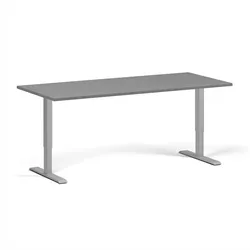 Höhenverstellbarer Schreibtisch, 2 Motoren, 74-121 cm, Tischplatte 180x80 cm, graues Metallgestell, Graphit
