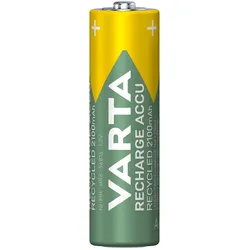 Recharge Accu Recycled AA 2100 mAh 2er-Pack (vorbeladener NiMH-Akku, Mignon, 25 % recycelte Materialien, wiederaufladbarer Akku, sofort einsatzbereit)