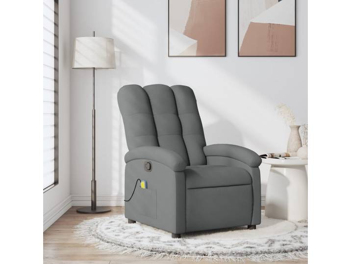 vidaXL Massage-Relaxsessel, Stoff, Dunkelgrau