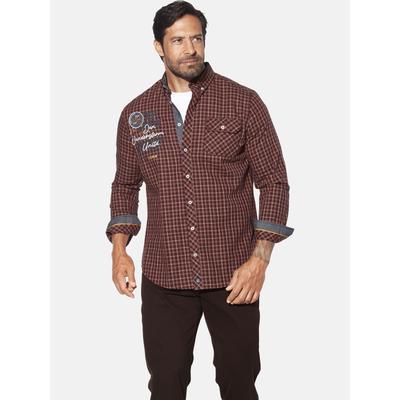 Karohemd JAN VANDERSTORM "Hemd PERTAVIN", Herren, Gr. XXL, weit, rot (dunkelrot kariert), Obermaterial: 100% Baumwolle CO., Hemden Karohemd