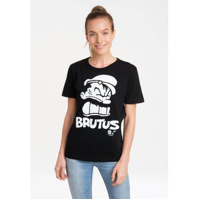 T-Shirt LOGOSHIRT "Popeye - Bluto Portrait", Damen, Gr. M, schwarz, 100% Baumwolle, bedruckt, normal, Rundhals, Shirts T-Shirt, mit lizenziertem Print
