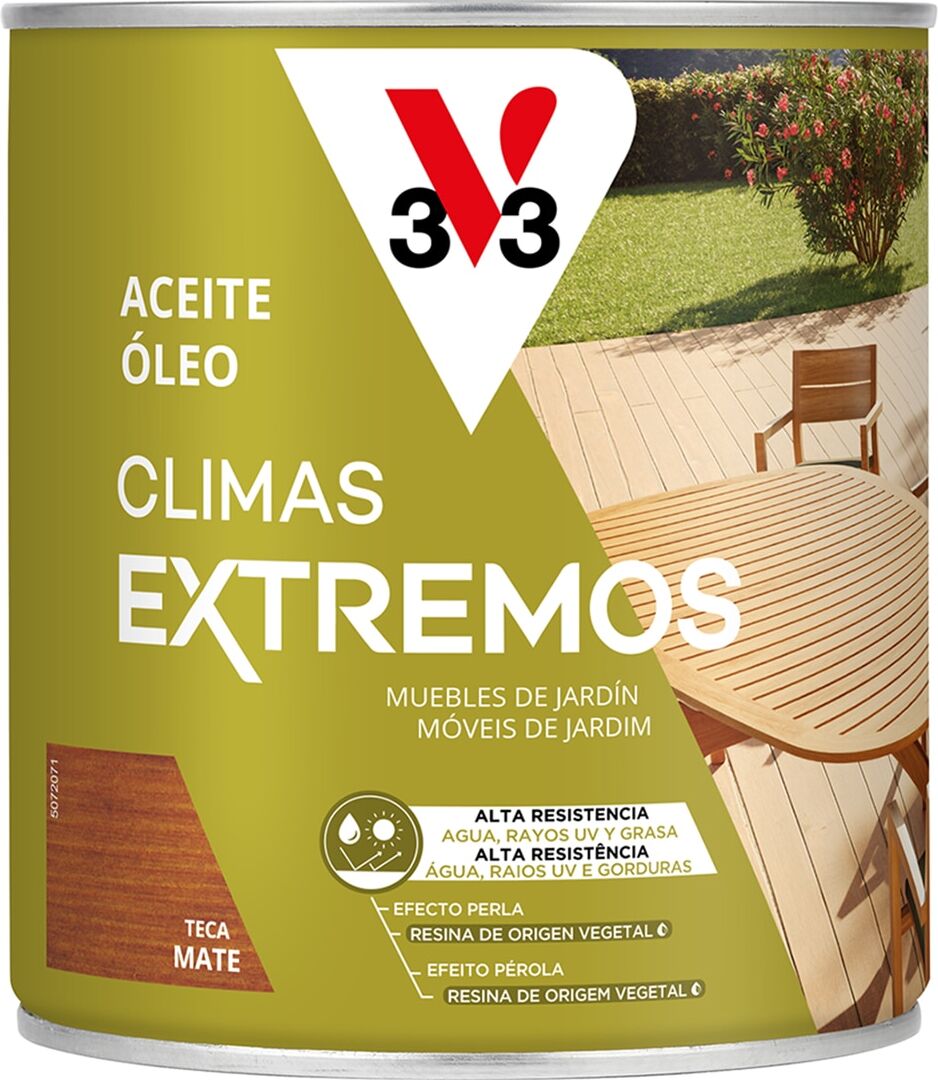 V33 Aceite de Teca Alta Resistencia para la Madera .  (750 ml) Teca