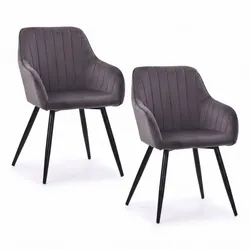 Relaxdays Esszimmerstuhl 2er Set Samt Anthrazit,Schwarz