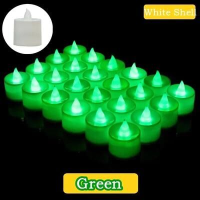 Uplift Picks 50PCS Colorful LED Tea Light Candles Battery Operated Flameless Decor green 12 Packs