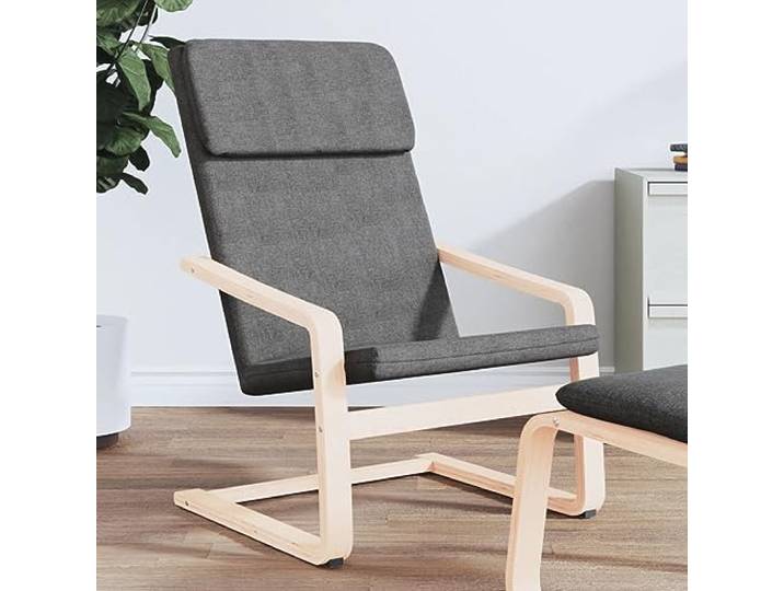 Relaxsessel, dunkelgrau, Stoff mit Rahmen aus massivem Birkenholz Atmungsaktiver Stoff, massives Birkenholz, gepolsterte Sitzfläche, Kissen inklusive, einfache Montage, 110 kg pro Sitz