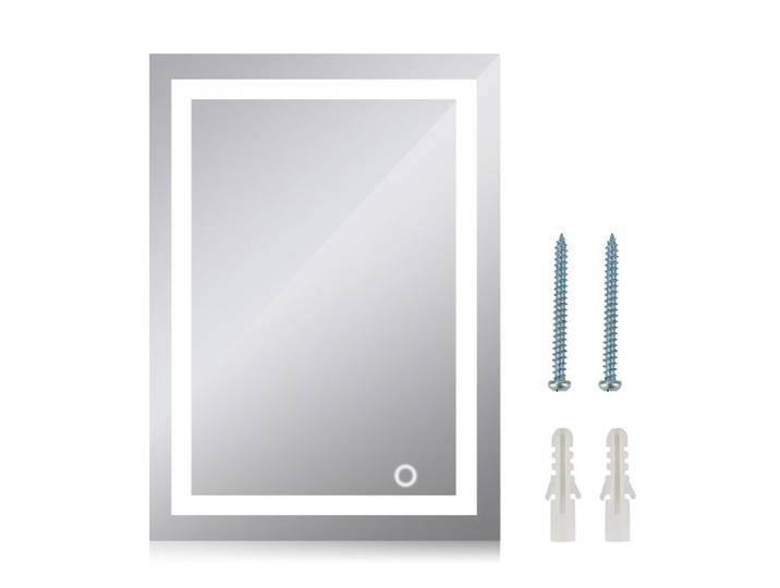 Miroir de Salle de Bain à LED - Miroir Mural Rectangulaire - Interrupteur tactile - Blanc Froid - Antidéflagrant - 50x70 cm