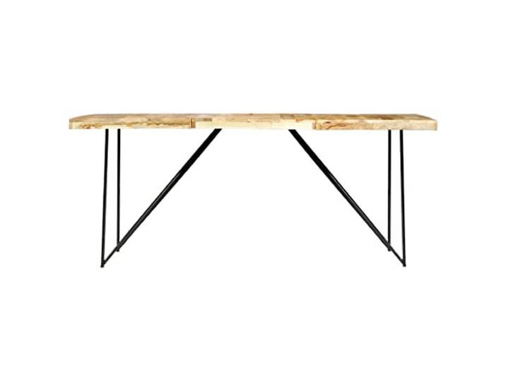KGHERMDF Esstisch 180x90x76 cm Massivholz Mango Industrieller Stil, Stahlbeine, Retro Design, Einfache Montage, Küche oder Esszimmer