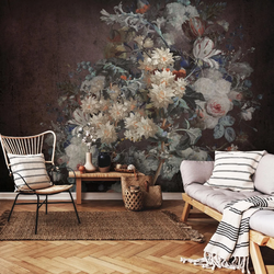 FOTOTAPETE Blumen Retro Grau 312x219 cm
