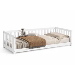 BODENBETT Kapua 90x200 umbaubar zum Tagesbett Kiefer Massivholz Weiß