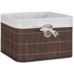 Relaxdays Aufbewahrungskorb, Stoffbezug, Bambus, rechteckig, Bad, Accessoires, Spielzeug, HxBxT: 20x31x31 cm, braun