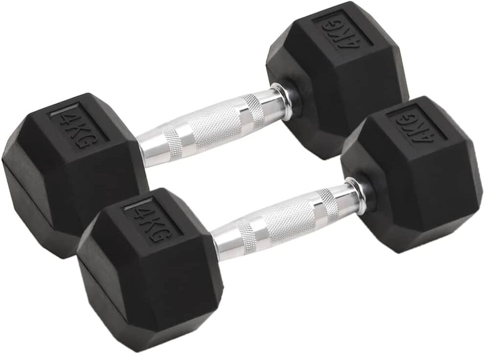 vidaXL Haltères 2 pcs 4 kg Total Fonte