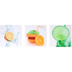 Leinwandbild H376, Wandbild Keilrahmenbild Kunstdruck, 3-teilig 150x50cm ~ Obst