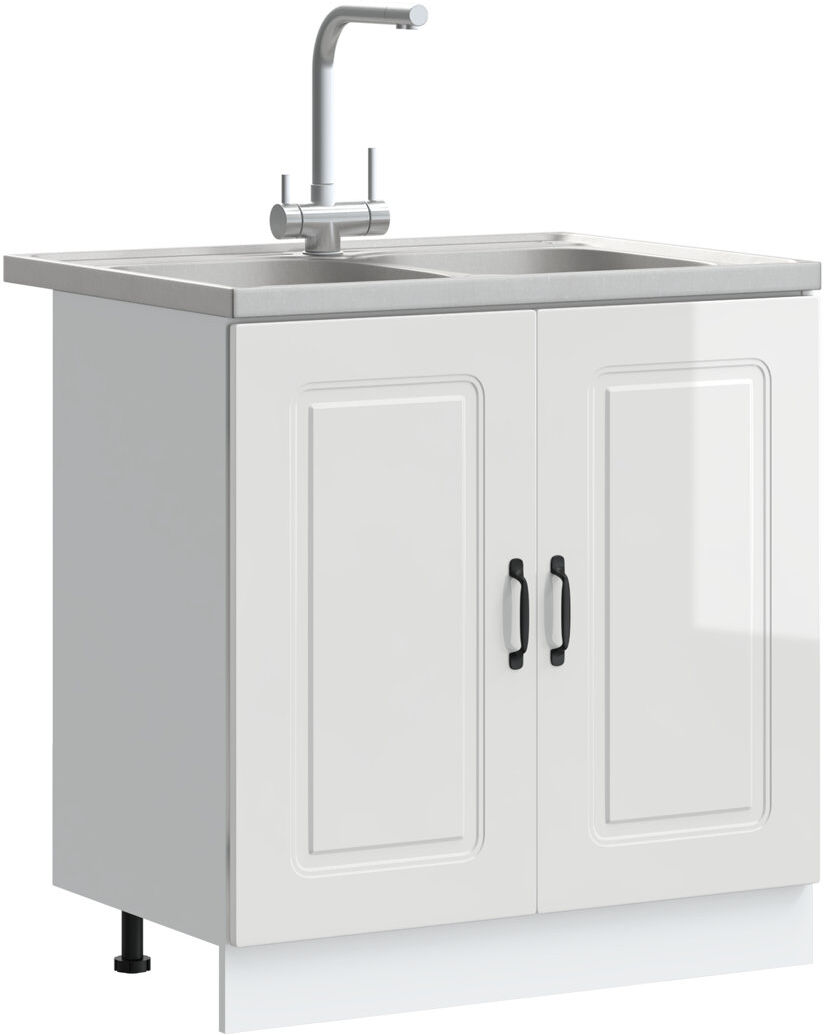 Latitude Run Kalmar Kitchen Cabinet Kalmar Glossy White 80mm L
