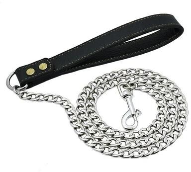 Uplift Essentials Gold Stainless Steel Dog Leash Heavy Duty 4 Ft Welded Link Lead silver