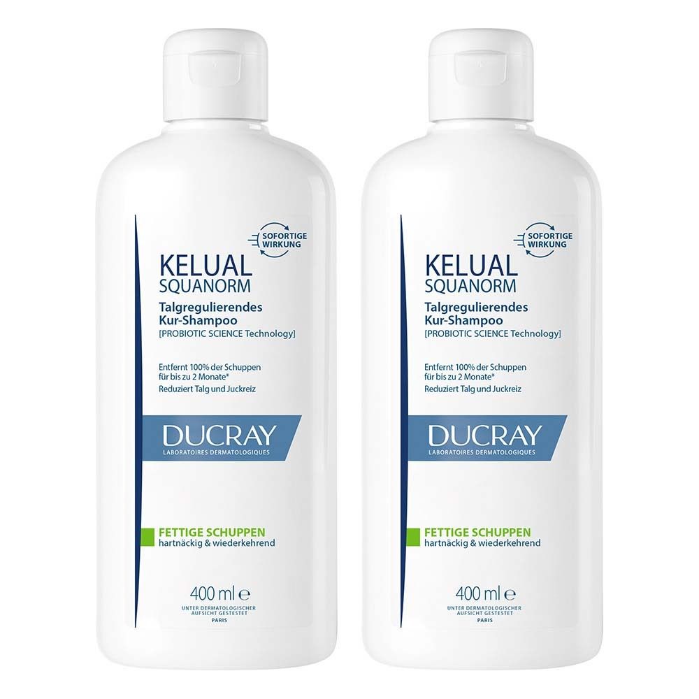 Ducray Kelual Squanorm Anti-Schuppen Shamp.fettig 400ml x2 2x400 ml Shampoo